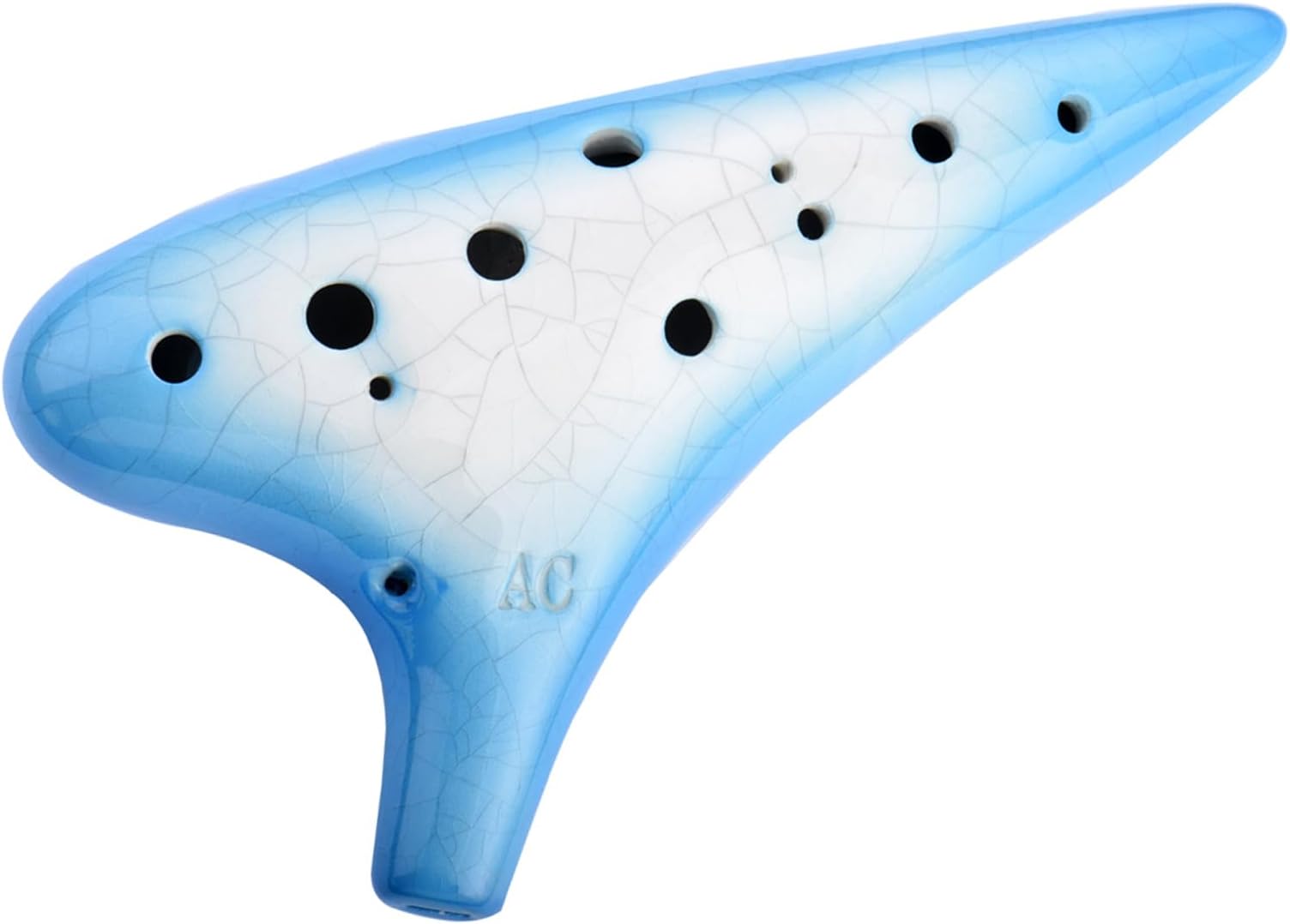 Joy of Wood Thrush 12 Hole Alto C Sweet Potato Ocarina Pottery Ocarina with a Protective Bag and Songbooks (Gradient Blue)