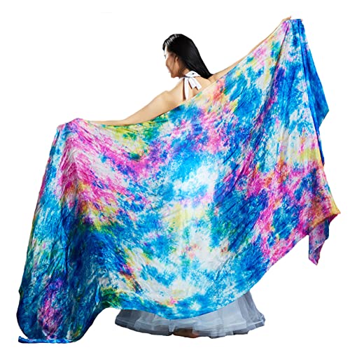 Bunter professioneller Bauchtanz-Schleier, handgefertigt, Batik-Schal, Blaue Rose mit Batikfärbung, Einheitsgröße Cover