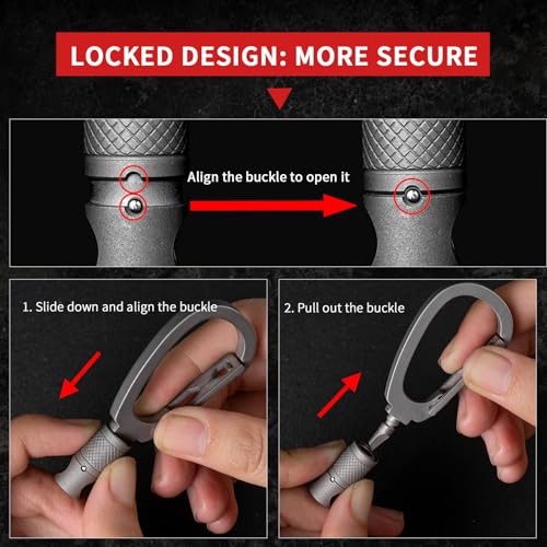 Image of FEGVE Titanium Quick Release Swivel Keychain, Pull Apart Detachable Keychain Heavy Duty Car Key Holder with Key Rings