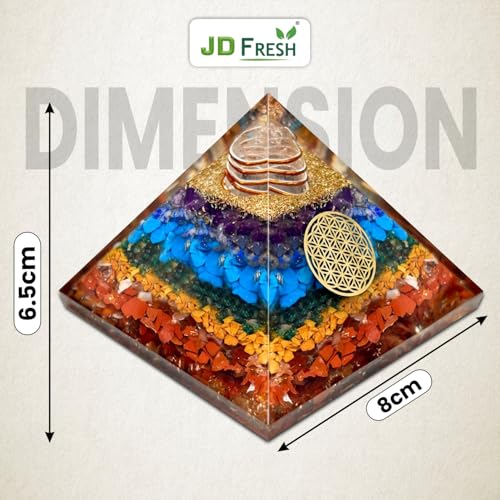 Image of JD FRESH Original 7 Chakra Crystal Laxmi Pyramid Vastu for Home for Good Luck /Money & Wealth /Spiritual Gift /Showpiece for Living Room /Home Decor