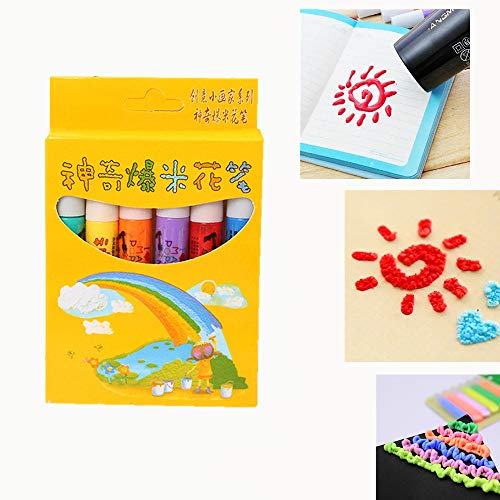 ZM Stylos de Dessin de Pop-Corn de Bulle de Couleur Magique de Bricolage 6 PCS embellir décorer Bubble Graffiti Paint Brushes Markers Tag sur Planche à Dessin/Cahier
