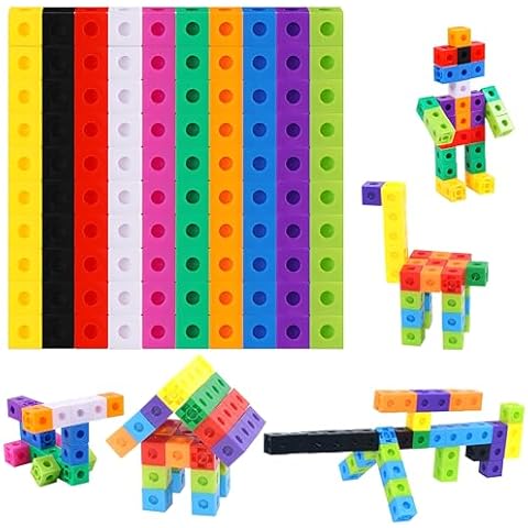 SpriteGru Math Linking Cubes, Set of 100 Math Cubes Manipulative Connecting and Counting Snap Blocks for Early Math and Construction, Educational Toy for Preschool, Kindergarten, Homeschool Cover