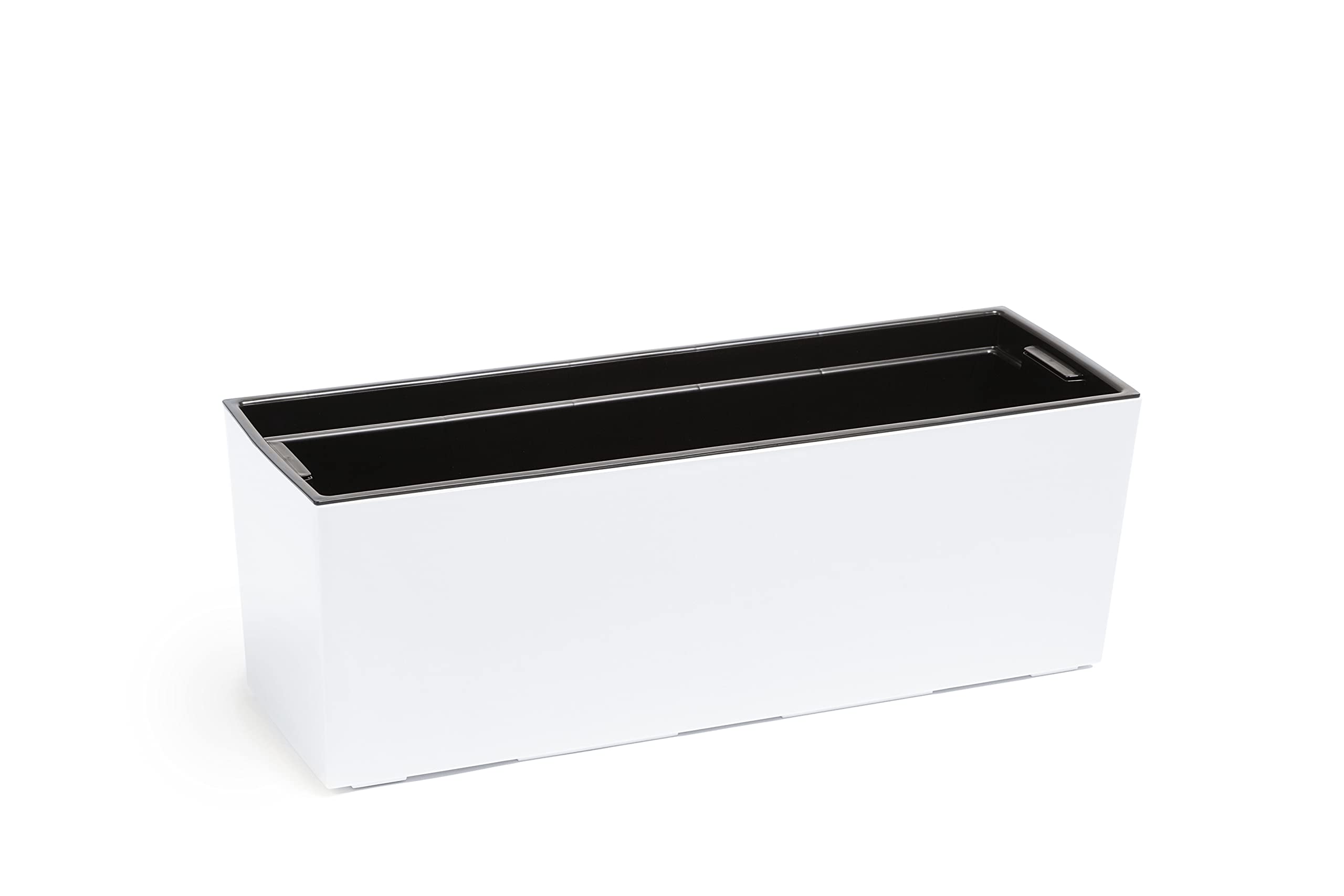 Gordanluk, Shiny Low Modern Flowerpot with removable liner, Plant pot, Indoor, Outdoor, Garden, Basket, Strong, Plastic, Home decorations, Planters, Balcony (White)