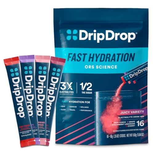 DripDrop Hydration Packets - Juicy Variety Pack - Single...