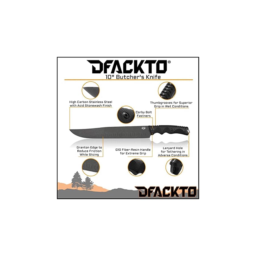 Premium Tactical Chef Knife Set - G10 - High Carbon Stainless Steel - Full Tang - Sheaths and Travel Case for Kitchen and Camping - Black