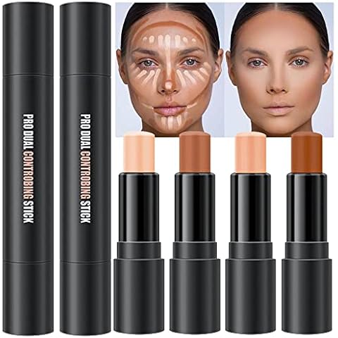 evpct 4 Colors Contour Stick Makeup Set Concealer Stick Cream Contouring Contour Palette Makeup Kit for Beginners Nose Bronzer Stick Liquid Contour Face Highlighter Makeup contorno maquillaje 02+03 Cover