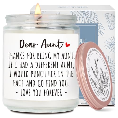 QHLLWT Lavender & Eucalyptus Scented Candle Gift for Auntie Dear Aunt Thanks for Being My Aunt Aunty Birthday Candles Gifts Ideas Thanksgiving Christmas Wedding Mothers Day Candles for Auntie-11