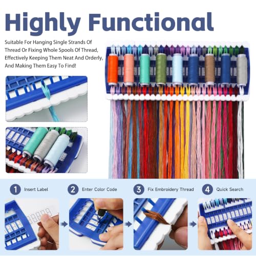 Image of 50 Position Embroidery Floss Organizer Thread Organizers with 15P Card | Thread Shelf Floss Organizer Embroidery Shelf with 15Pcs Replaceable Card Thread Holder for Sewing Embroidery Thread Plastic