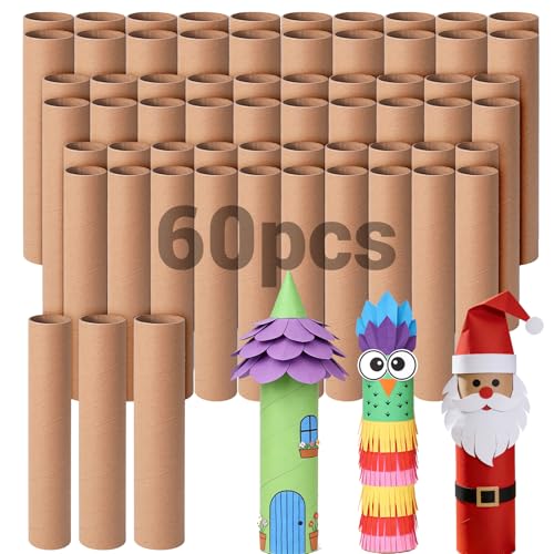 Czoynife 11.85 H 60Pack Brown Cardboard Tubes for Crafts Bulk Paper Rolls for Kids DIY Classroom Art Supplies Holiday Decor