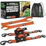 Rhino USA Retractable Ratchet Straps (2-Pack) - 1 Inch x 10 Feet (1,209lb Break...