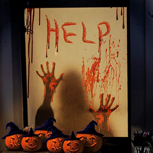 ALUCKY Halloween Window Cover, Decorations Indoor Party Bloody Curtain, Door Cover, Scary 