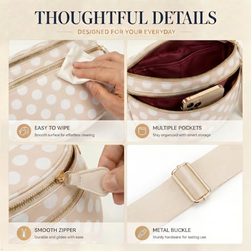 Image of Womens Crossbody Bag, Spacious Nylon Bum Bag Trendy Shoulder Purse with Adjustable Strap Zipped Travel Essentials