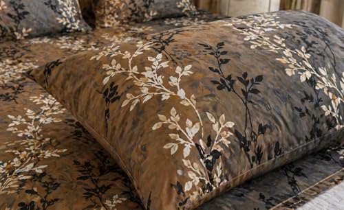 Image of Castiqa Elastic Fitted Supersoft Premium Brushed Cotton 200TC King Size Bedsheets with 2 Pillow Covers (Fits Upto Mattress of 10 Inches) (King (72x78), Beige Damask)