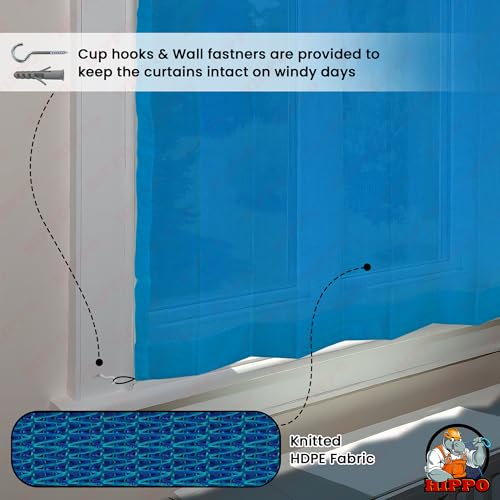 Image of HIPPO 180 GSM HDPE Outdoor Loop Curtain for Balcony & Patio Sun Blocking, UV Protection & Light-Filtering Curtains(Aqua Green- 4.5FTX8FT) Pack of 2