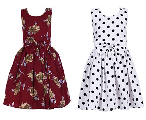 Image of Casual Frock for Baby Girls,Blue Printed and Olive Printed,Pack of 2