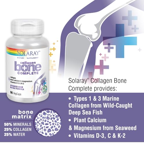 Solaray Collagen Bone Complete - Marine Collagen Capsules with Calcium, Magnesium, & Vitamin D3 for Women & Men, Bone Strength & Health Support - 90 Capsules - Image 5