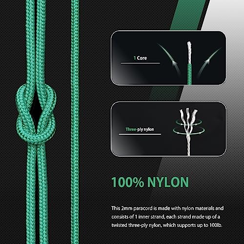 Abma Cord Paracord 100 lbs 2mm 100% Nylon 30M - Mint, Solid-mint, 30 Meters - Image 3