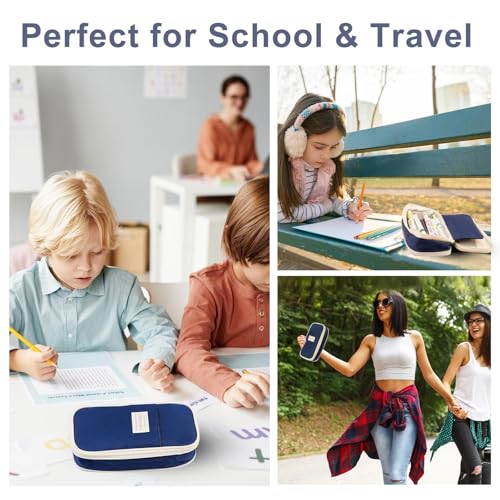 Image of Cute Pencil Case Large Capacity - Expandable Pencil Pouch for women and Girls, Durable Pencil Bag Pen Case Organizer, Kawaii Pencil Case Pouch for School Supplies & Gift (Blue)