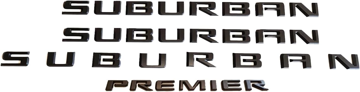 4pack Suburban Premier Nameplate Badge Replacement for 2021-2024 Door Rear Tailgate Emblem (Matte Black)