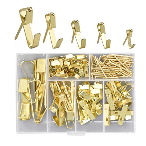 Perchas para cuadros con clavos,YMWALK 130 piezas de alta resistencia Foto Ganchos para cuadros Kit para colgar cuadros Hardware para colgar para lienzo, cuadros de oficina, reloj, espejo