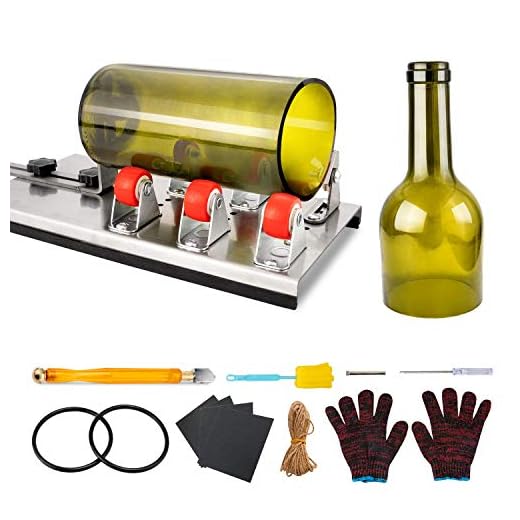 Glass Bottle Cutter, VIBIRIT Glass Cutting Tools with Accessories, DIY Wine Bottle Cutter Machine for Cutting Round or Square Glass Bottles