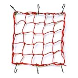 ONIPAX (オニパックス) 15インチ x 15インチ 高弾性バンジーカーゴネット フック6個付き 自転車オートバイ用 (レッド, 1枚入りネット)