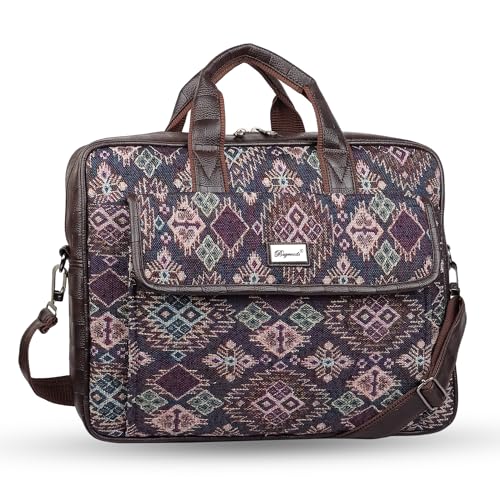 Image of Bagneeds Printed Febric With PU Leather Formal /Casual Office Laptop Messenger Bag For Men and Women