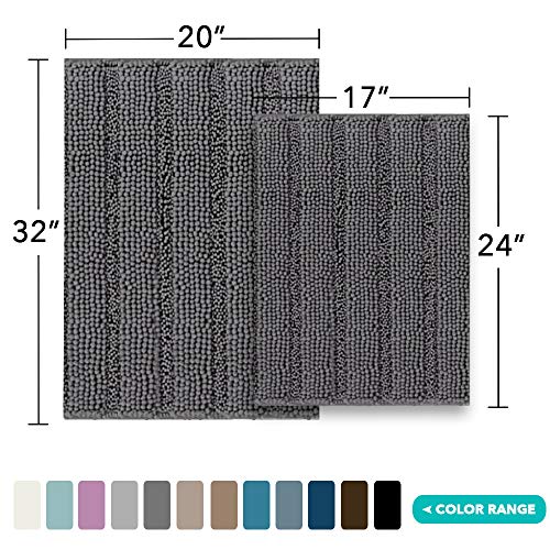 Image of Turquoize Bathroom Rug Set, 2 Piece Soft Absorbent Chenille Bath Rug Set