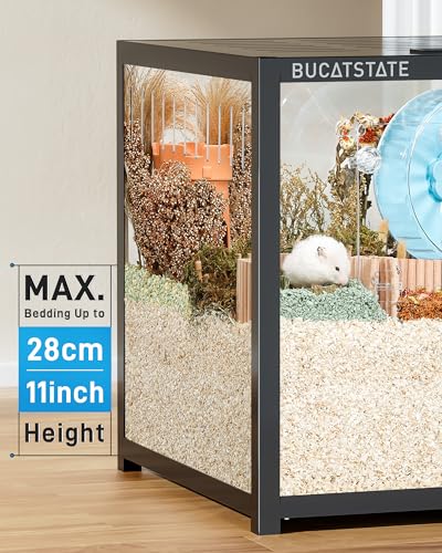 Image of BUCATSTATE Hamster Cage Metal 3.0 - Chewproof Large Rat Cage Stackable with Top Access Easy Assemble 47L x 23.6W x 25.5H Inches Dwarf Syrian Hamster Tank for Gerbil Mouse (7.75 ft, Black)