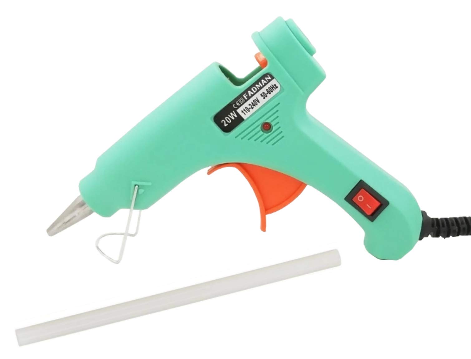 FADMAN NEW TURQUOISE MINI 20W | 20 WATT HOT MELT GLUE GUN | ON OFF SWITCH & INDICATOR | WITH 1 ADHESIVE TRANSPARENT HOT GLUE STICKS |