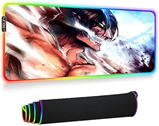 Gaming Mouse Pads Anime Large Eren Jaeger Mouse Pad RGB Gaming Mousepad Rubber with Locking Edge Computer Desk Pad Led Mouse Keyboard Mat 1000X500Mm