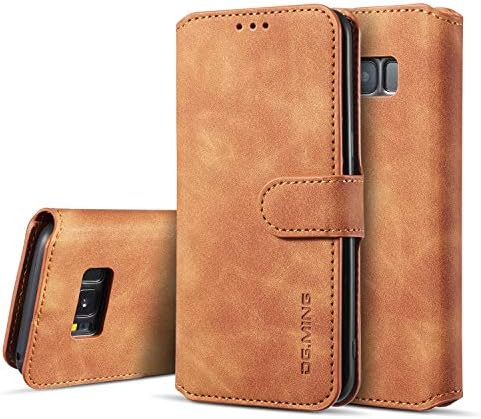 UEEBAI PU Leather Case for Samsung Galaxy S10, Vintage Retro Premium Wallet Flip Cover TPU Inner Shell [Card Slots] [Magnetic Closure] Stand Function Folio Shockproof Full Protection - Grey