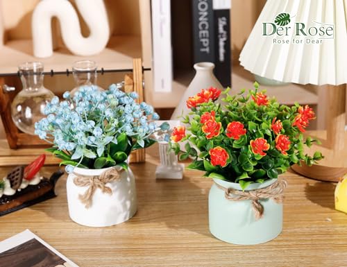 Der Rose 4 Packs Fake Plants Artificial Potted Flowers Plants Indoor for Home Kitchen Office Dining Centerpiece Table Decorations