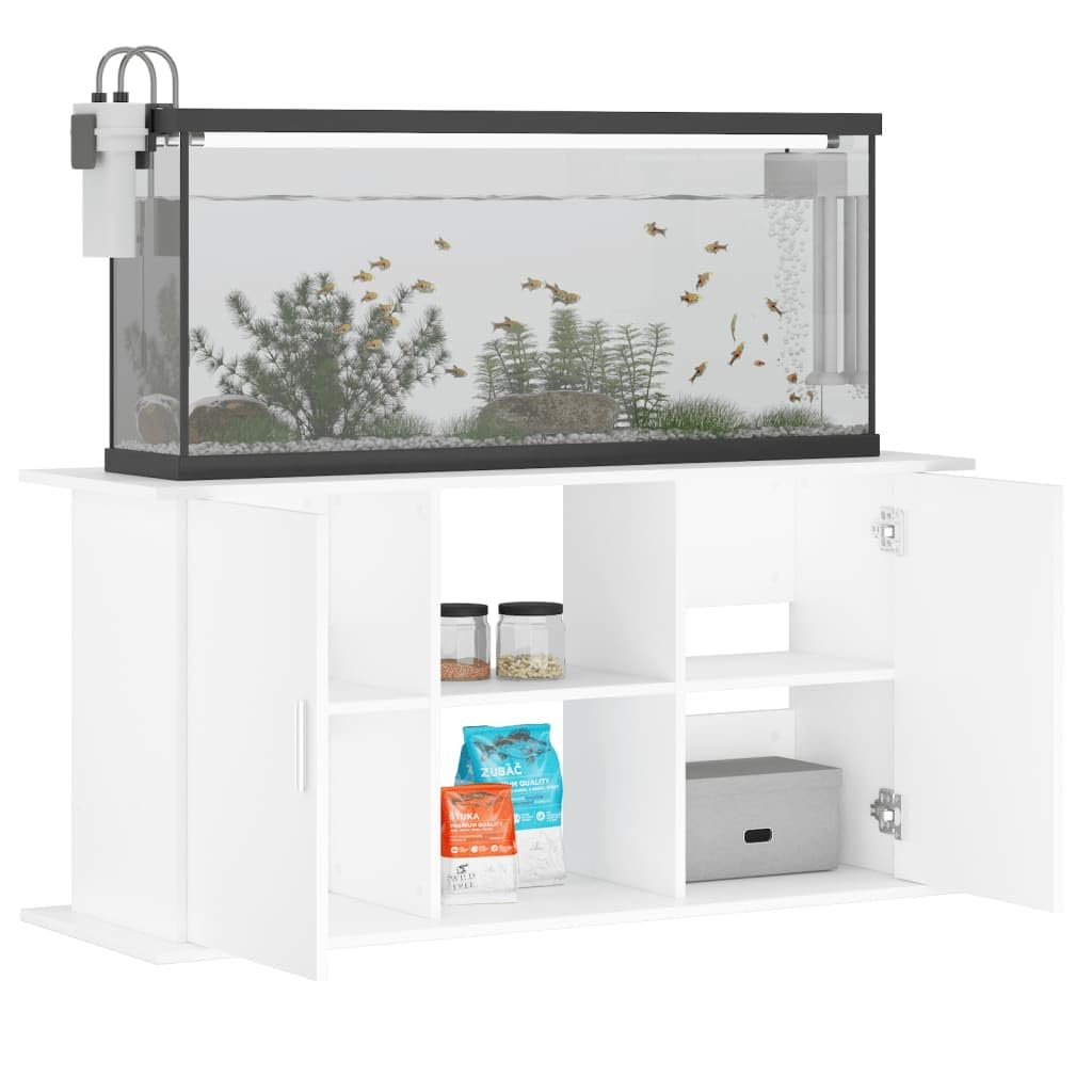 IKAYAA Mueble para Acuario de MDF 121 x 41 x 58 cm Soporte para Acuario Soporte para Tanque de Reptiles con Gabinete de Almacenamiento para Salón, Oficina, Recepción, Blanco