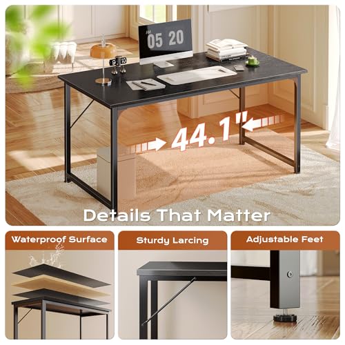 Image of PRAISUN 47 X 24 Inch Computer Desk with Deeper Desktop, Gaming Office Writing Work Desk for Home Office, Study, Bedroom, Work from Home, Metal Frame, Black