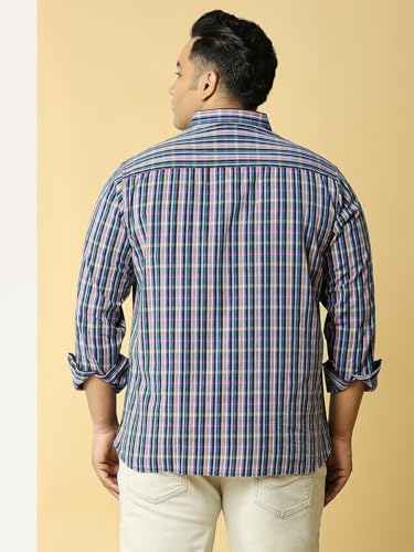 Image of Thomas Scott Men Pure Cotton Regular Plus Size Premium Checked Casual Shirt