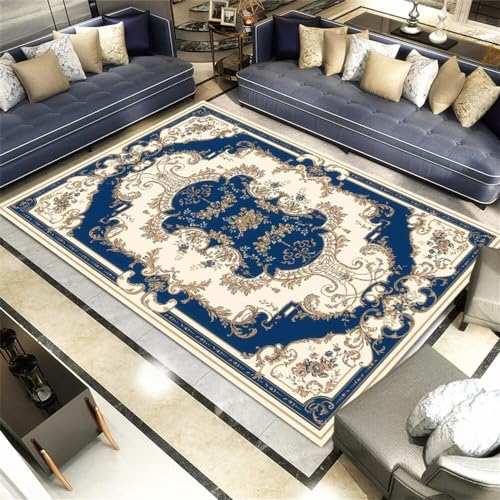 Tapis salon motif rétro oriental floral pour habiller un sol froid et relooker la pièce