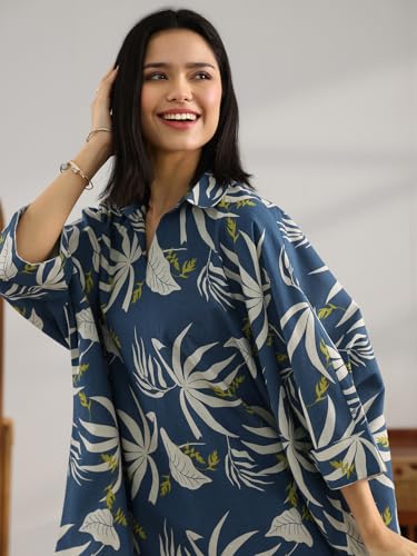 Image of Libas Printed Cotton A Line Kurti Suit