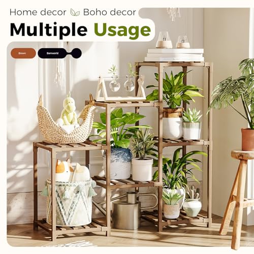 Bamworld 01A Plant Stand Indoor Plant Shelf Outdoor Wood Plant Rack thumb #1