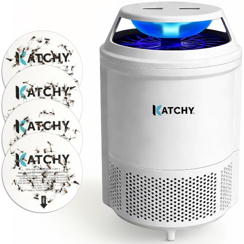 Katchy Indoor Flying Insect Trap Catcher & Killer for Mosquitoes Fruit Flies Gnats & Moths Non-Zapper with Suction & Blue Light Ideal for Indoor Spaces Kitchens & Plants (Original White)