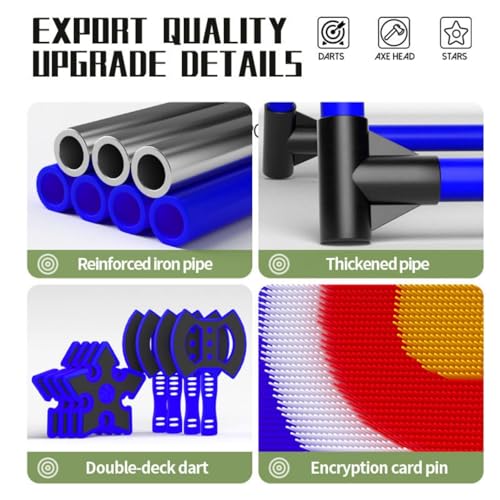 Throw Target Game Set, 2-in-1 Axe Throw & Lawn Dart Combo Hinterhof-Spiel Set für Innen- und Außenbereich mit 8 Langstreifen-Axt & 8 Sechs-Sterne-Dart für Familienkinder Erwachsene – Bild 6