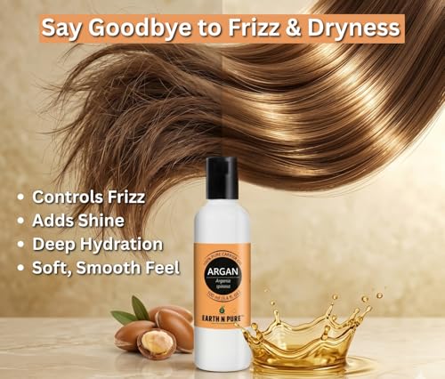 Image of Earth N Pure Argan Oil | 100% Pure & Natural | Cold Pressed Moroccan Argan Oil | Hair, Skin, Nails & Beard | Hair Shine, Frizz Control & Skin Moisturization | 30ml