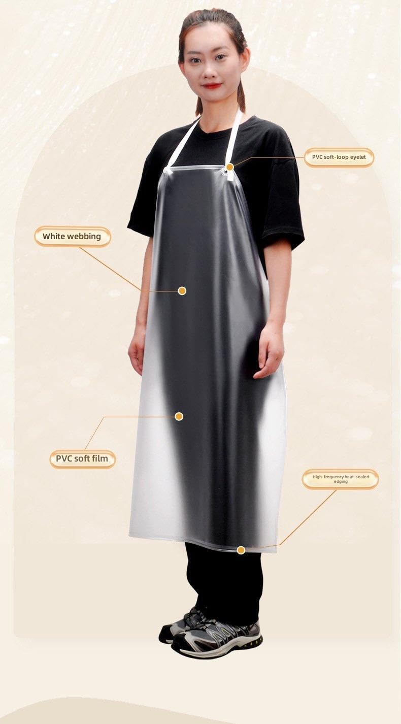 Delantal de PVC Transparente Impermeable, Delantal de Trabajo Pesado Resistente a Productos Químicos y Aceite, Correas Ajustables para Hombres y Mujeres, Ideal para Lavado de Platos,
