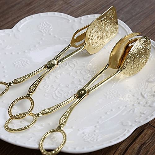 Pinces de Cuisine Pince à Aliments Plaqué Or Snack Cake Clip Salade Pain Pâtisserie Pince Cuisson Barbecue Outil Salade De Fruits Gâteau Clip (A)