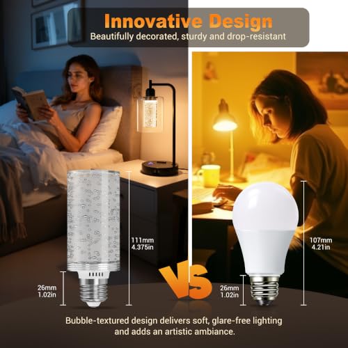 Image of JandCase LED Bulb, 5W, 3000K, 500LM Dimmable E26 Acrylic Bubble Bulb | Ceramic Base, Suitable for E26 Lighting Fixtures Including Chandeliers, Wall Sconces, Table Lamps, and Vanity Lights