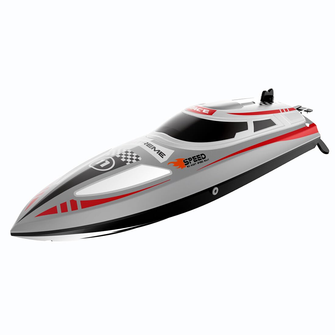 Motoscafo RC ad alta velocità per adulti, 2,4 Ghz 30 km/h, impermeabile, con luci di navigazione notturna e recupero automatico per piscine, fiumi e laghi - RTR