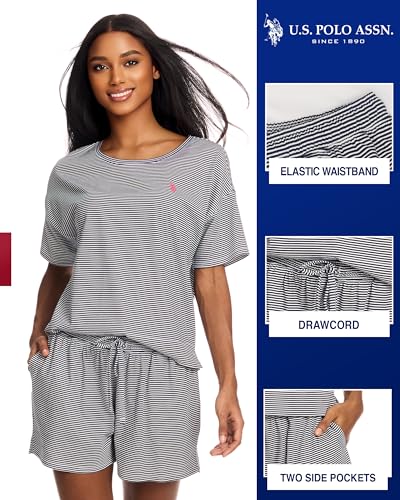 U.S. Polo Assn. Womens Summer Pajamas Sets Cotton - Poly, PJ Sets for Women Shorts, 2 Piece Lounge Set Shorts3