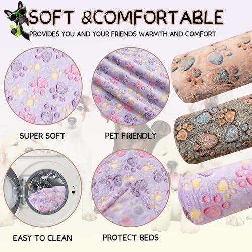 Image of Dog Blankets for Dogs, 3 Pack Large Blanket Medium Blanket Dog Cat Soft Fuzzy Blankets Washable,Comfort Flannel,Fuzzy Soft Blankets for Dogs,Pet Blanket,Reversible Cow Print,41 x 31 inch,Black