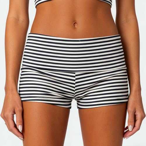 Image of KMBANGI Womens Fold Over Shorts Elastic Waist Y2k Lounge Shorts Foldover Cute Pajama Micro Bottoms Mini Shorts Sleepwear