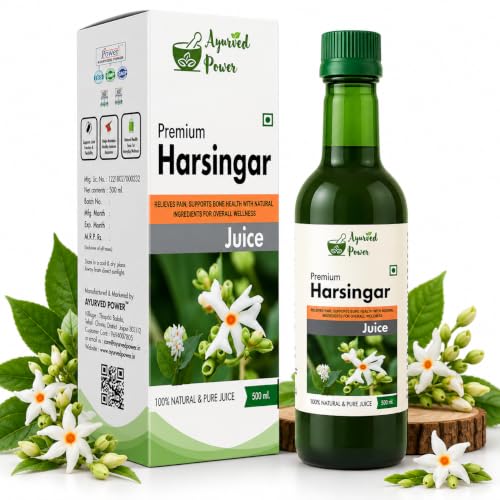 Image of AYURVED POWER Harsingar Juice | Night Jasmine Parijat Harshringar Leaf Juice - 500 ml | Fresh Harshringar Leaves | Natural Pain Reliever For joints & muscles pain - Pack of 1